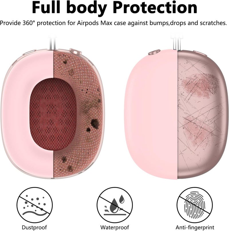 MINDRESY Silicone Case Cover for AirPods Max Headphones, Ear Pad Case Cover/Ear Cups Cover/Headband Cover for AirPods Max (USB-C/Lightning)(2024/2020),Accessories Silicone Protector for Apple AirPods Max, Pink | Ear Pad Case Cover, Ear Cups Cover, Headband Cover, USB-C, Lightning, 2024 - Image 3